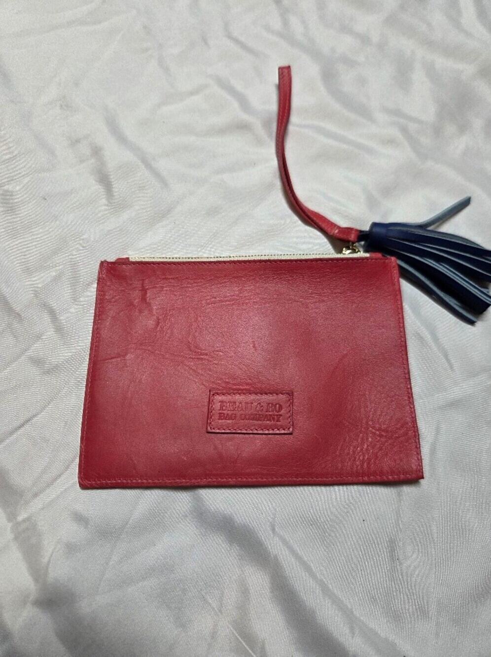 Beau & Ro Red Leather Wristlet Clutch
